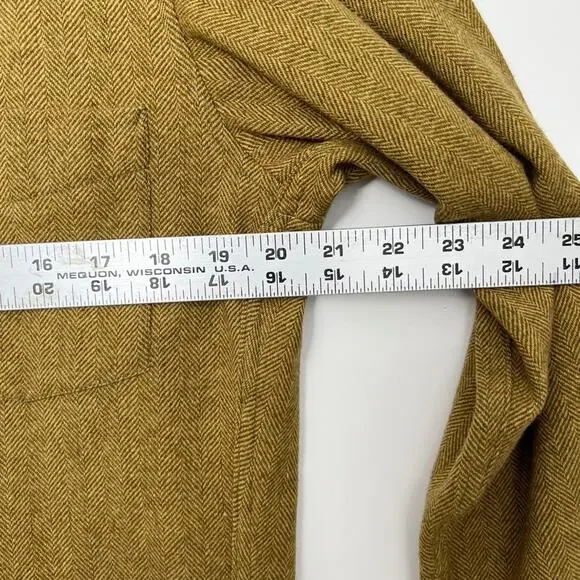 Vintage 1960s Pendleton Wool Button Down Shirt Mustard Brown Mens M - Picture 5 of 9